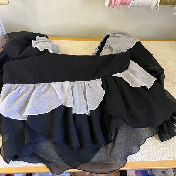 Vintage 80s Black and Silver Ruffle Cotton Gauze Mini Dress - Picture 15 of 16